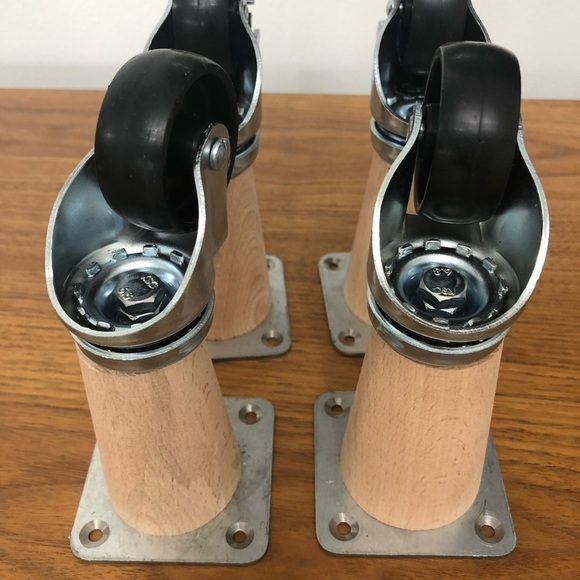 Wooden Table Legs With Wheels NEW NEVER USED - Picture 1 of 2